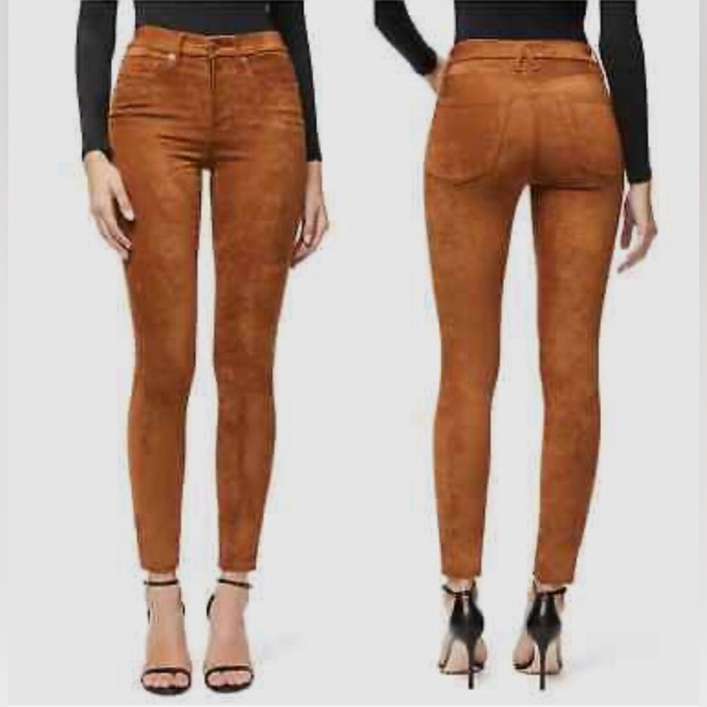 Good American Good Waist Brown Suede High Rise Tummy Sculpting Skinny Pant